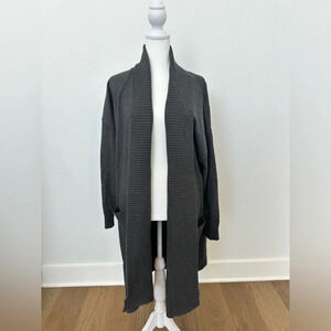 Calligraphie Gray Longline Open Front Cardigan with Pockets XXL‎ Gray